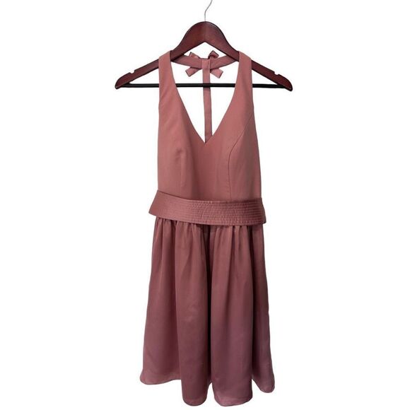 NWT NEW White Vera Wang Blush Pink Bowtie Open Back Mini Dress Formal Size 8 - Picture 1 of 13